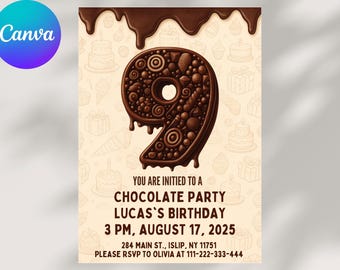 Chocolate Birthday Invitation Template: Editable Candy Party Invite (Digital Download)