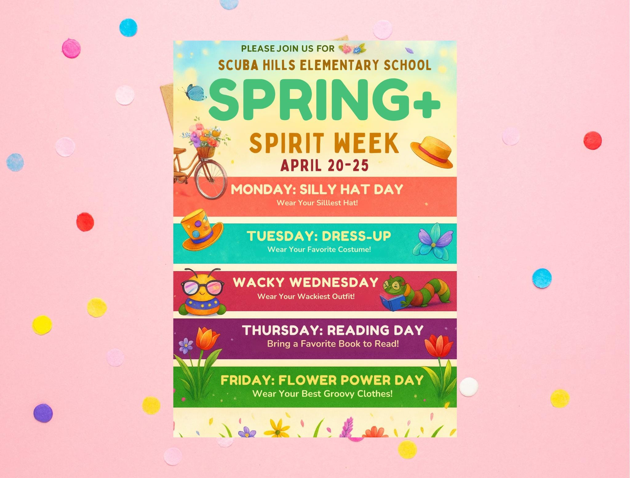 Invitations Week Editable Spring Spirit Week Invitation Template: School Event, Teacher ...