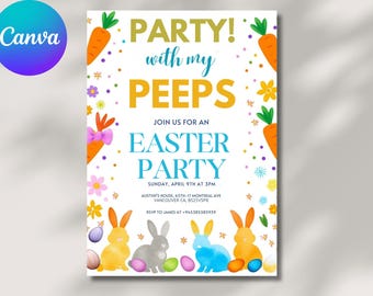 Editable Easter Egg Hunt Invitation: Party with My Peeps (Digital Template)