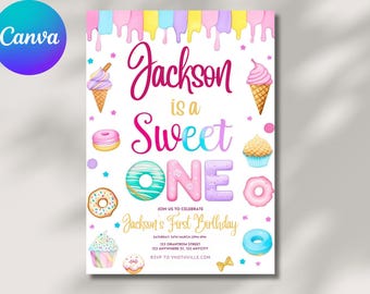 Invitación de cumpleaños para un dulce: postre pastel (5x7)