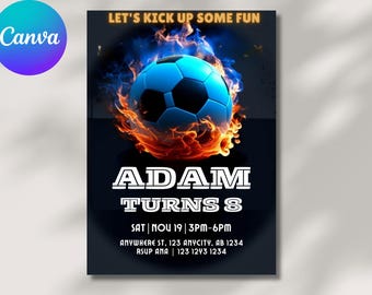 Bowling Birthday Invitation: Neon Glow Party (Printable Canva Template)