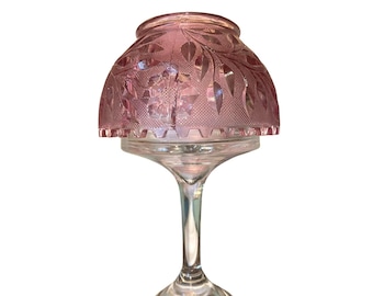 Fenton Westmoreland Pink Wildflower & Lace Fairy Lamp Marriage Fairy Lamp