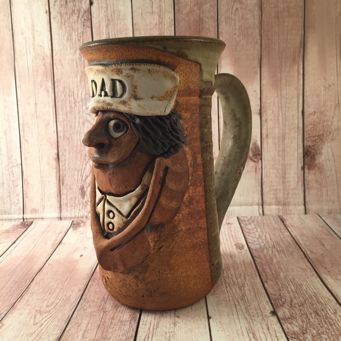 Studio Pottery DAD Funny Face Stoneware Mug Beer Stein Etsy