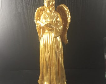 10 Inch Big Gold Angel Candle - Vintage Religious Decor