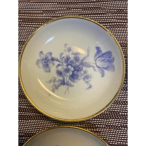 Vintage Haaman Israel Blue Foral Motif Porcelain Plates Set Of 4