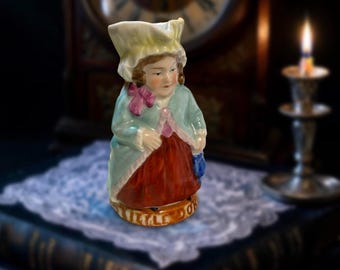 Vintage Little Dorrit Toby Creamer Made in Germany Dickens Figural Porcelain Pitcher Cottagecore Decor