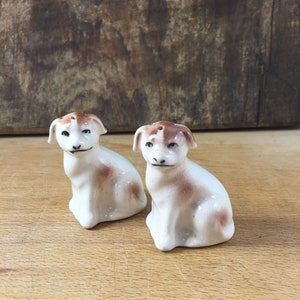 Vintage Ceramic Dog Salt and Pepper Shakers – Sad Puppy Pair – Kitschy Mid-Century Pet Decor