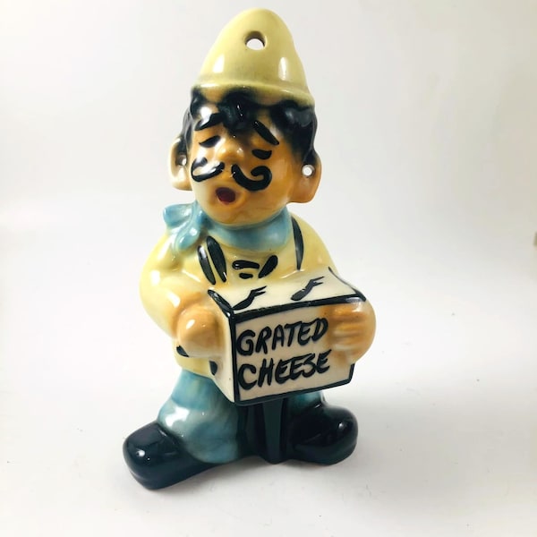 Kitschy Man Grated Cheese Shaker Organ Grinder Made in Japan Kitchen Collectible Porcelain