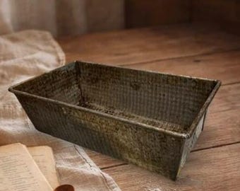 Vintage Ovenex  Galvanized Steel Bread Loaf Pan Rustic Baking Mold Perfect Bakeware Farmhouse Kitchen Decor