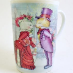 OTAGIRI Cat Couple Victorian Cup Mug China Vintage Cat Lover