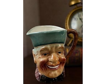 Vintage Japanese Character Jug Pitcher, Smiling Man Toby Style Creamer, Hand Painted Ceramic