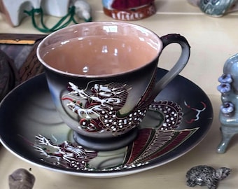 Vintage Sphinx Japan Dragon Teacup & Saucer: Moriage Porcelain - Etsy