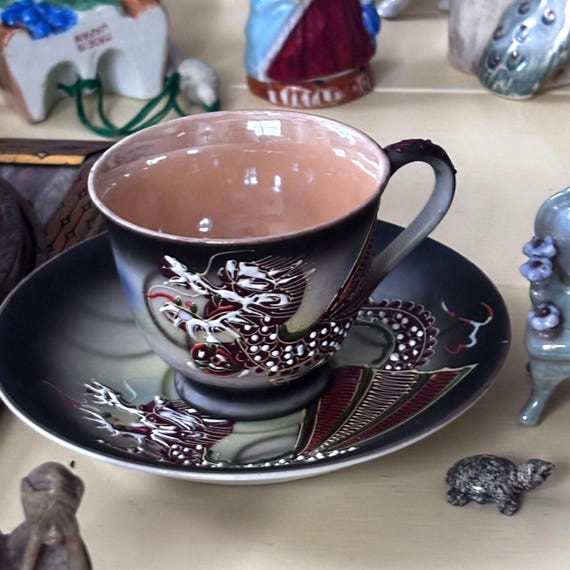 Vintage Sphinx Japan Dragon Teacup & Saucer: Moriage Porcelain - Etsy