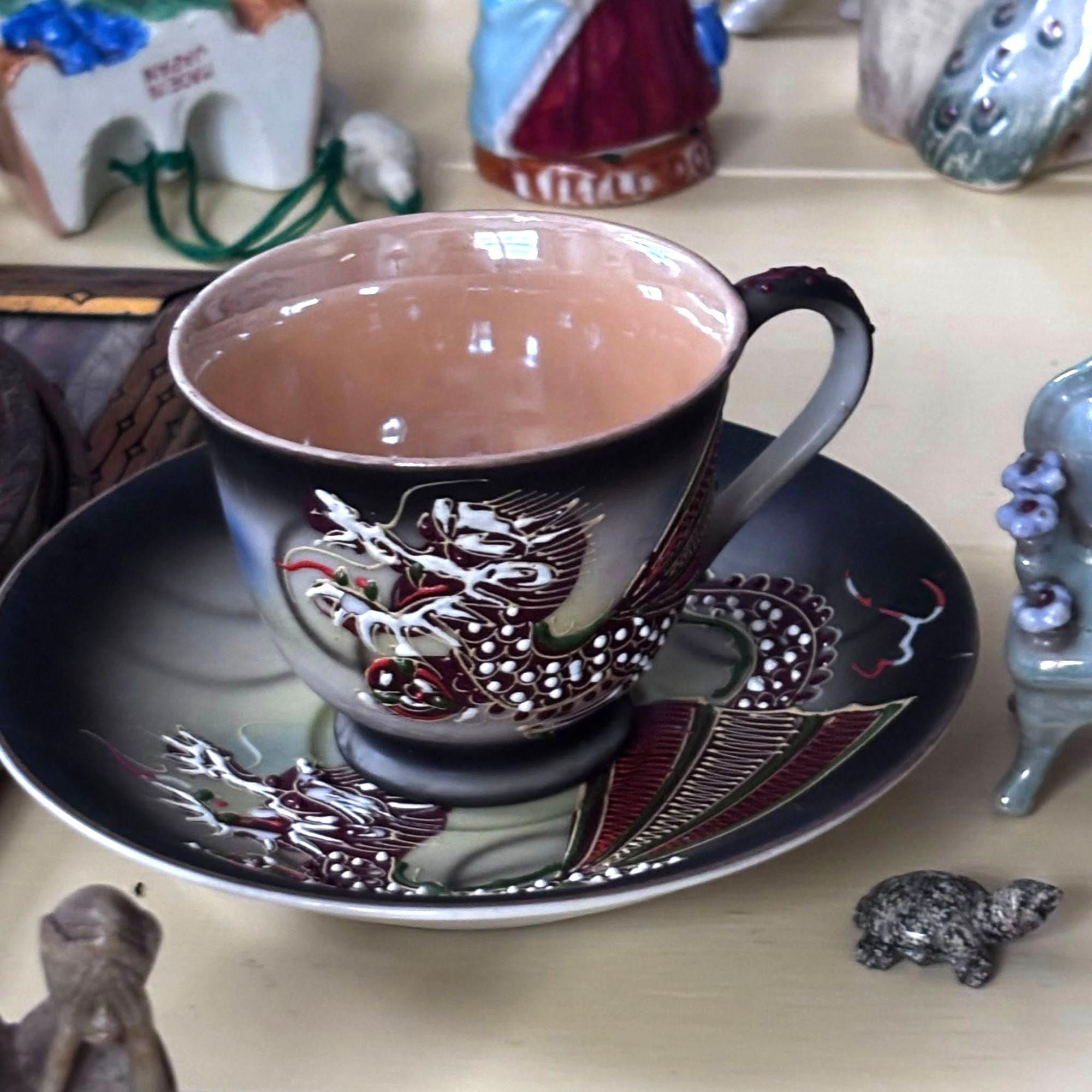 Vintage Sphinx Japan Dragon Teacup & Saucer: Moriage Porcelain - Etsy