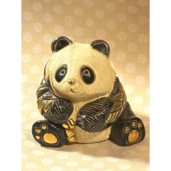 Panda DeRosa ARTESANIA Rinconada #1608 Small  Trinket  Jewelry Box Lid Lifts Off Gold Trim Bamboo with Tag