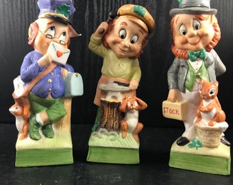 Choice 1977 Hoffman Whiskey Irish Leprechaun Green Decanter Mailman Carpenter or Stock Broker