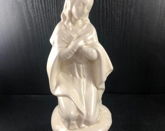 Kneeling Madonna Mary Statue Ceramic 9 Inches Possible Nativity Piece