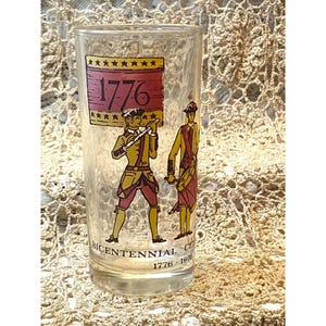 Bicentennial Celebration Glass Minute Men Revere 1776 Patriotic Vintage