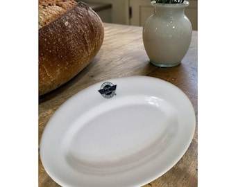 Steak 'n Shake Restaurant Ware Oval Platter | Buffalo China 1901–2001 Centennial Mark | Heavy White Ironstone Serving Plate | Farmhouse Kitc