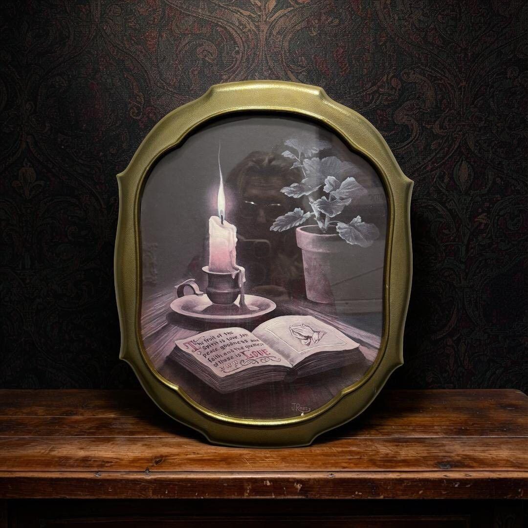 Moody Vintage Gold Framed Wall Art Candle Bible Dark Academia Decor - Etsy