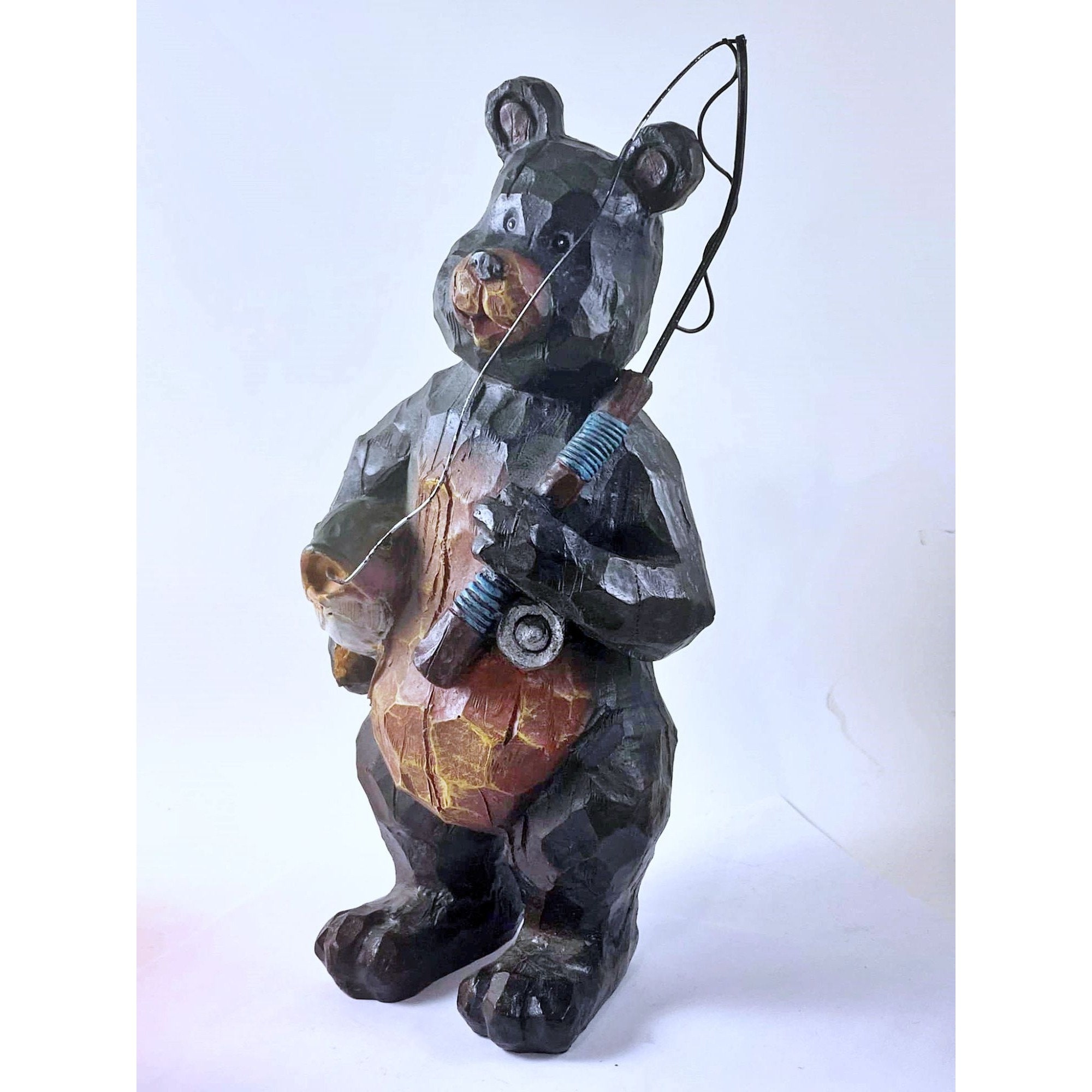 black bear with fishing pole StealStreet SS-G-54267 on Black Rock Figurine, 7