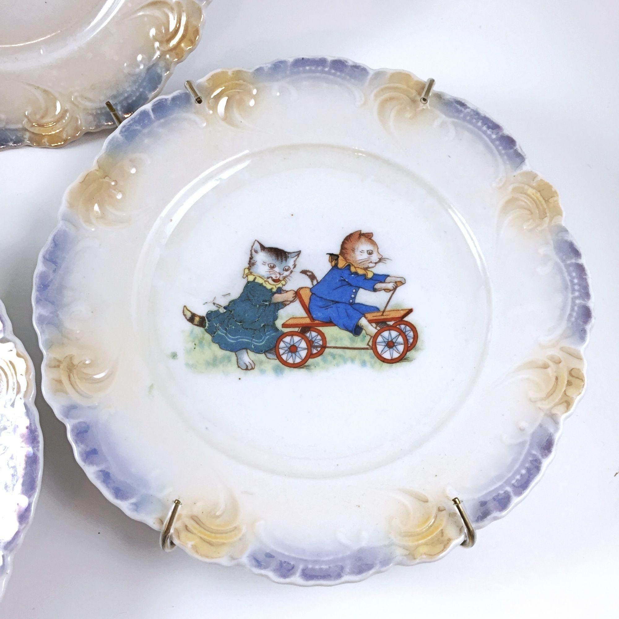 Victorian Childs Porcelain Plates CATS in Clothing Germany Set Etsy UK