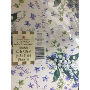 Lily of the Valley Bridal Shower Gift Wrap Wrapping Paper NEW Vintage Sealed