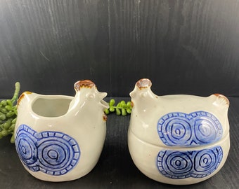 Otagiri HAPPU Cream and Covered Sugar Set Speckled Chickens