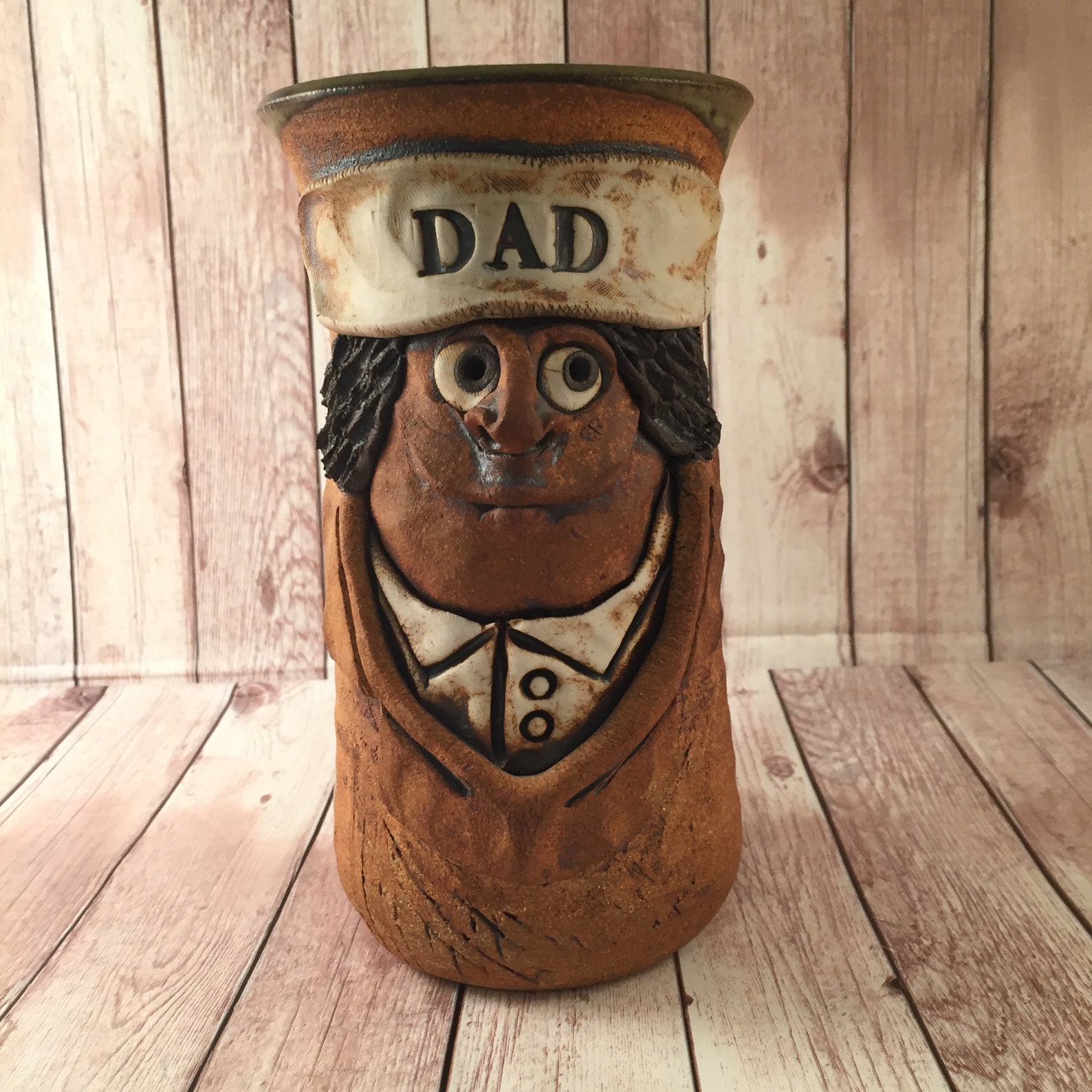 Studio Pottery DAD Funny Face Stoneware Mug Beer Stein Etsy