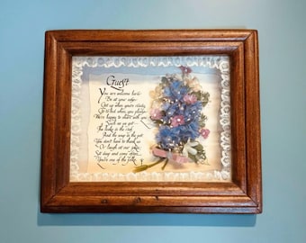 Placa vintage para habitación de invitados con marco de madera recubierto de vidrio - Decoración Grannycore Cottage Bed & Breakfast