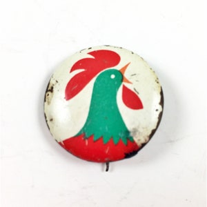 Kellogg&#39;s Cereal Pin Back Rooster Tin Logo Advertising