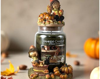 Bougie Yankee Candle « Harvest Babies / Nut Baby » (Citrouille d'automne) - Socle et couvercle | Coffret décoratif citrouille d'automne
