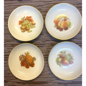 4 Vintage Haaman Israel Fruit Motif Porcelain Plates Set Of 4