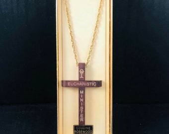 NOS Rosewood Large Cross Necklace EUCHARIST MINISTER Communion