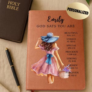 God Says You Are Journal, Personalized Bible Verse Notebook, Custom Christian Gift, Inspirational Prayer Journal, Faith Gift for Her