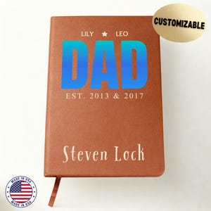 Presente de Dia dos Pais para o Pai, Diário de Couro Personalizado para Ele, Caderno de Pai Infantil, Livro de Memórias Personalizado, Lembrança para o Pai, Ideia de Presente