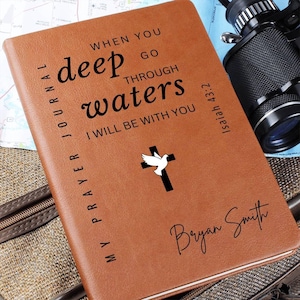 Personalized Prayer Journal Engraved Leather Notebook Bible Verse Gift Christian Faith Book Religious Inspirational Gift for Him Husband