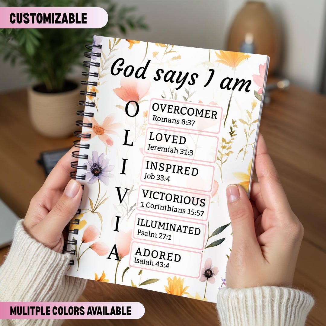 Personalized God Says I Am Journal | Custom Name Christian Notebook ...