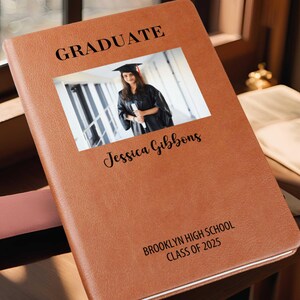 Personalized Graduation Journal Engraved Leather Notebook Custom Gift for Graduate Class of 2025 College High School Keepsake Book