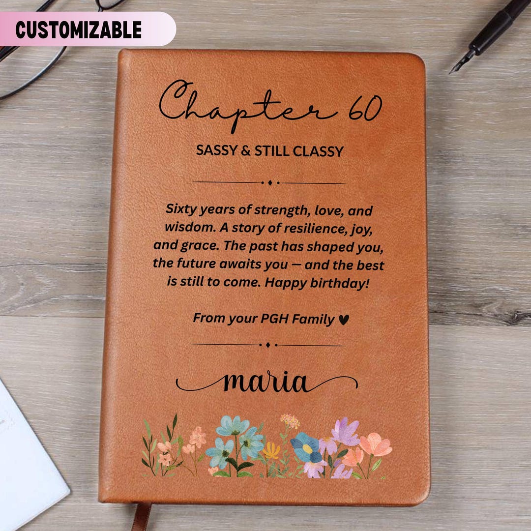60th Birthday Journal for Her, Personalized Leather Notebook, Custom ...