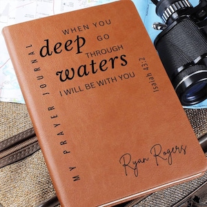Personalized Prayer Journal Engraved Leather Notebook Bible Verse Gift Christian Faith Book Religious Inspirational Gift for Him Husband