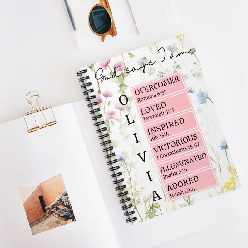 Christian Spiral Notebook, God Says I Am Journal, Personalized Name ...