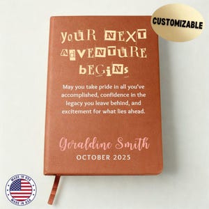 Inspirational Retirement Gift for Women, Custom Leather Journal, Coworker Farewell Notebook, Personalized Legacy Message Book,Mentor Present