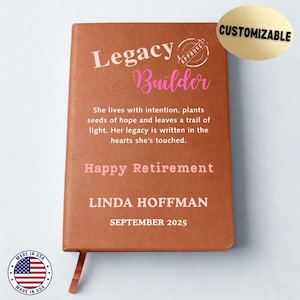 Retirement Journal for Women, Leather Legacy Builder Notebook, Gift for Retiree, Memory Keepsake, 2025 Retirement Gift, Inspiring Present