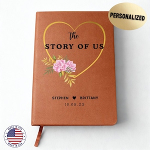 The Story of Us Journal, Personalized Couples Keepsake, Anniversary Memory Book, Leather Notebook, Wedding Gift, Love Story Book, Gift Idea