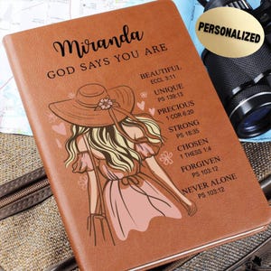 God Says You Are Journal, Personalized Scripture Notebook, Custom Name Faith Gift, Christian Girl Journal, Bible Verse Devotional, Present