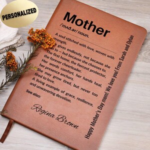 Mother Definition Journal, Personalized Mom Gift from Kids, Custom Leather Notebook, Mother&#39;s Day Present, Thoughtful Gift for Her, Present