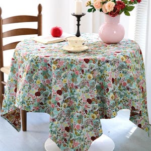 Vibrant Florals Tablecloth, Jacquard Tablecloth, Elegant Table Cover Gold Thread Hotel Table Cotton, Dining Table Cloth, Table Top