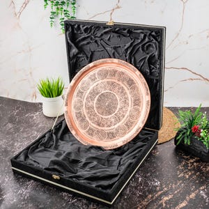 Turkish Handmade Copper Serving Tray,housewarming gift,Decorative Copper Tray With Stand,Ramadan Gift,tray, home gifts, coffee table decor,