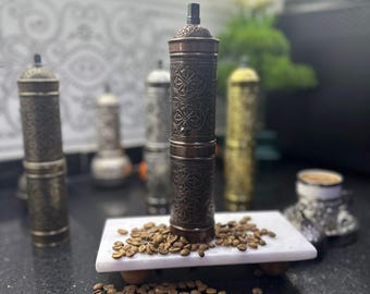 Handmade Turkish Coffee Grinder, Adjustable Spice Mill, Kitchen Decor
